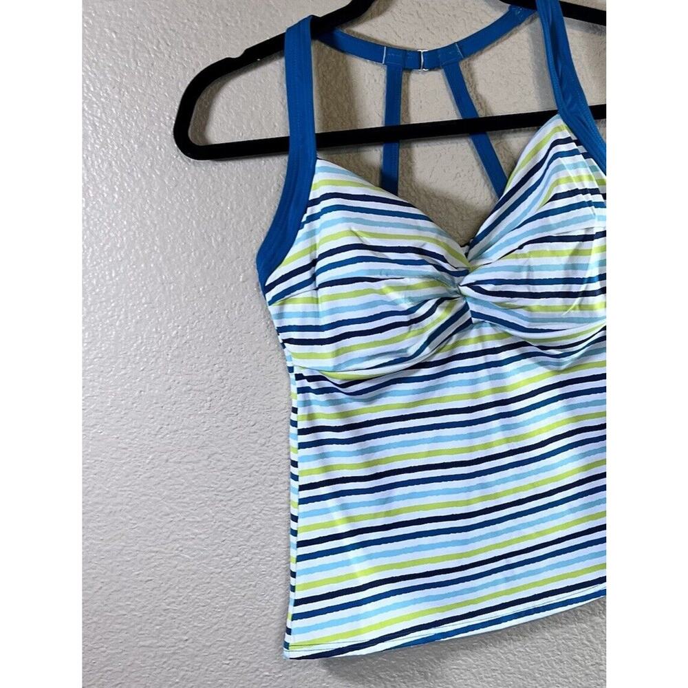 NWT Title Nine Pele Tankini Top 32DD Teal Blue Swim Strappy Underwire Bra - Picture 2 of 7